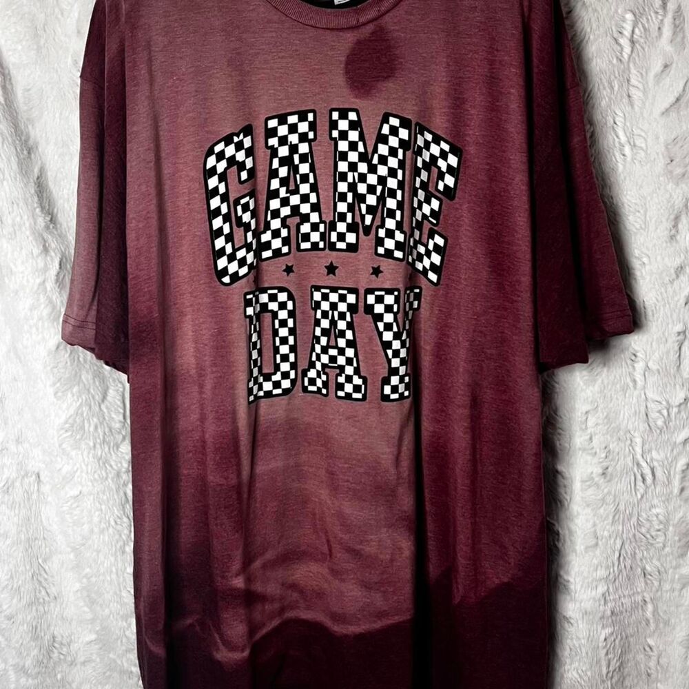 TULTEX SIZE XXXL Burgundy Ombré Game Day graphic tee